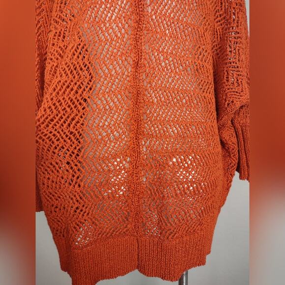 Tahari Burnt Orange Open Knit Cardigan Sweater Size Medium - Picture 11 of 13